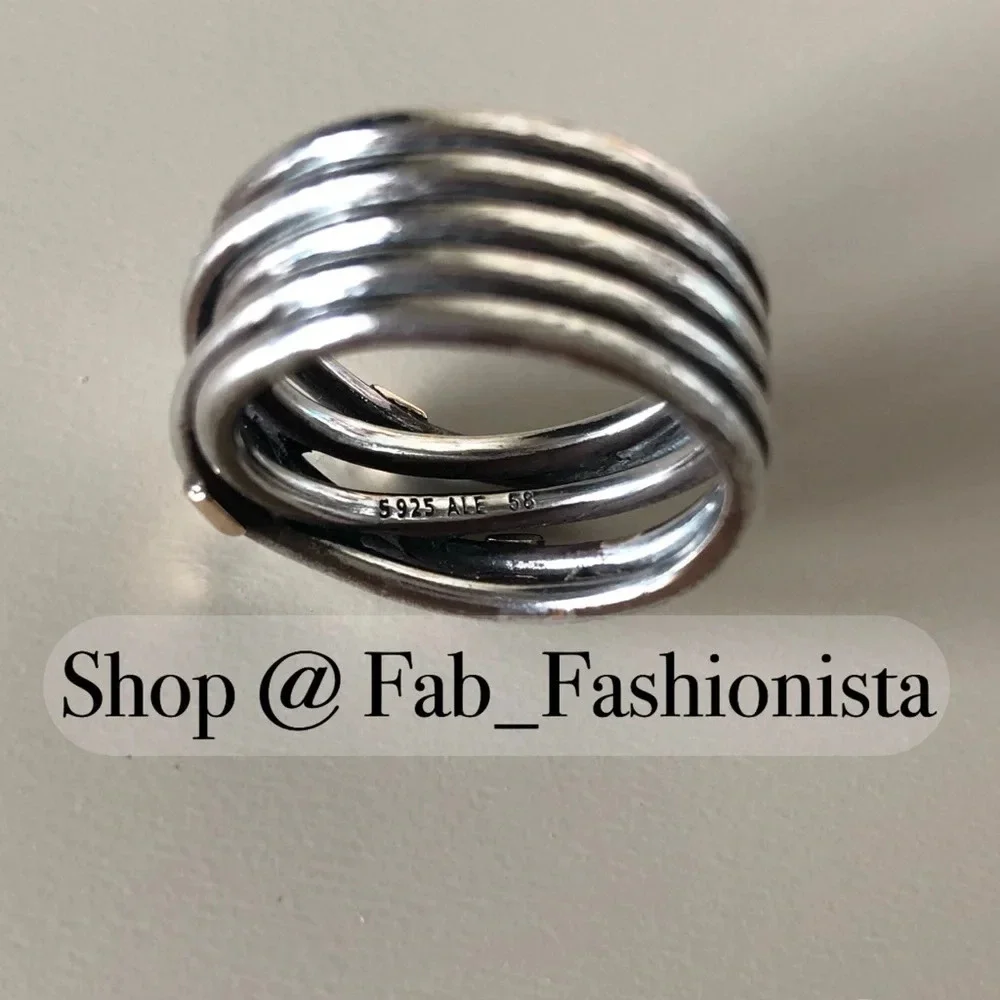 Pandora 14k gold and sterling silver ring retired size 58